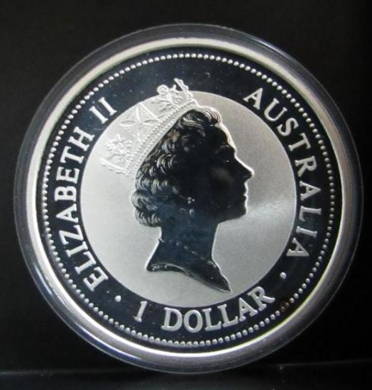 1994 AUSTRALIAN QUEEN ELIZABETH II 1 DOLLARS KOOKABURRA 1 OZ. 999 SILVER