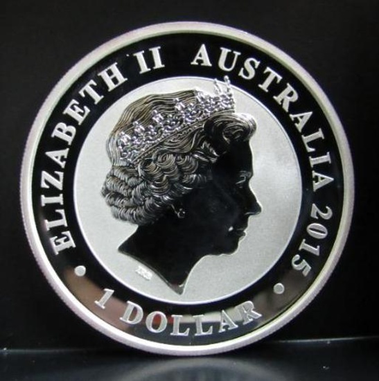 2015 AUSTRALIAN QUEEN ELIZABETH II 1 DOLLARS KOOKABURRA 1 OZ. 999 SILVER