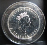 1993 CANADA QUEEN ELIZABETH II 5 DOLLARS 1 OZ. FINE SILVER