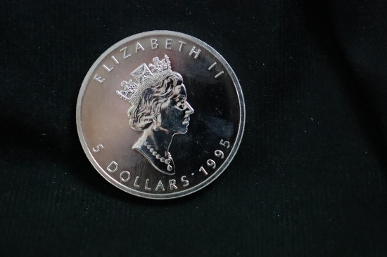 1995 Canadian Silver 5 Dollar Coin 1 0z.
