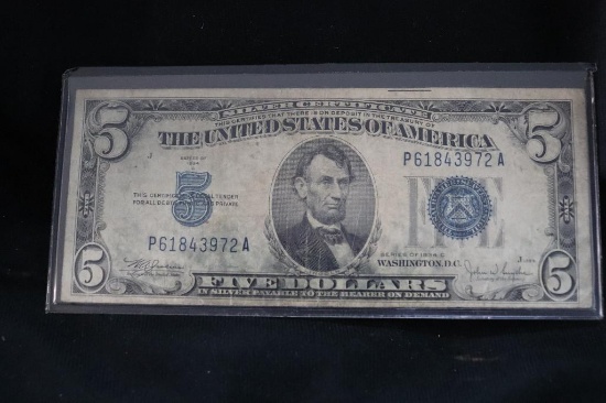 1934 C 5 U.S. Dollar Silver Certificate