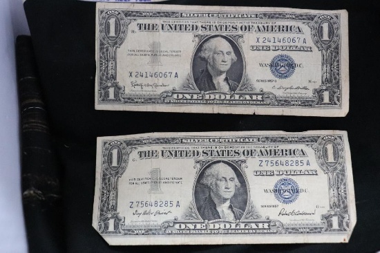 "2" 1957 and 1957 B One Dollar Silver Certificates
