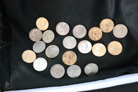 "7" Sacajawea Dollar Coins And "13" Susan B. Anthony Coins