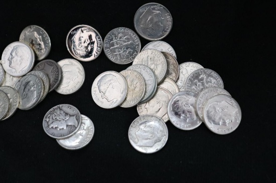 Large Quantity Of Pre 1964 and Down Dimes
