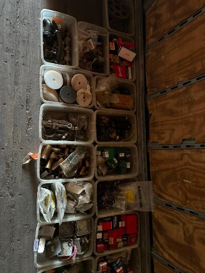 (22) Totes of hardware found in an industrial setting to include