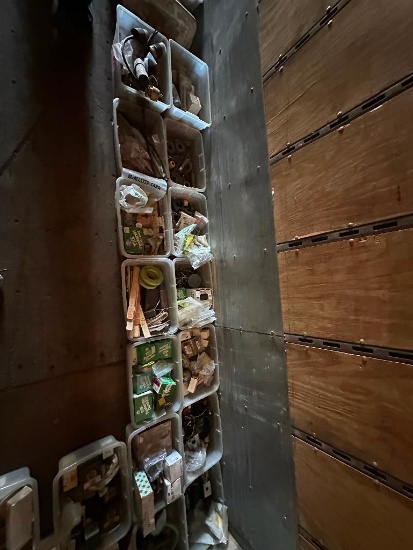 Approx. 20 Plastic totes of hardware found in an industrial setting