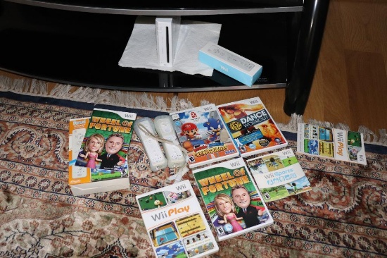 Wii Game Console With Games and Remotes