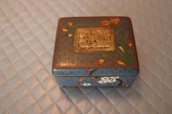 Vintage Cloisonne Metal Jewelry Box Made In China