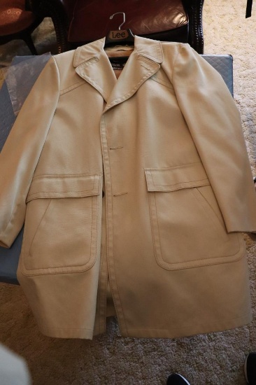 Large quantity of old jackets including leather, rain jackets, sports coats, one tuxedo all sized