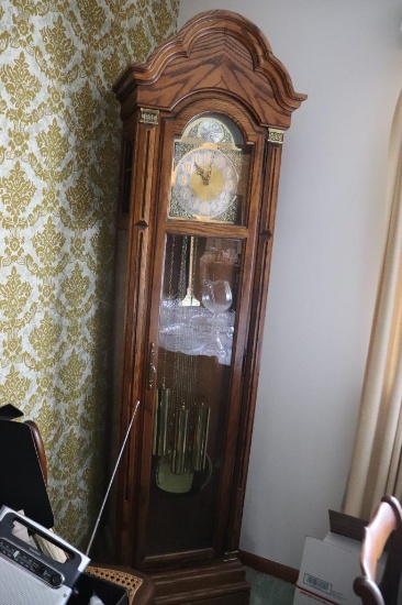 Howard Miller Oak grandfather clock (tempus fugit)