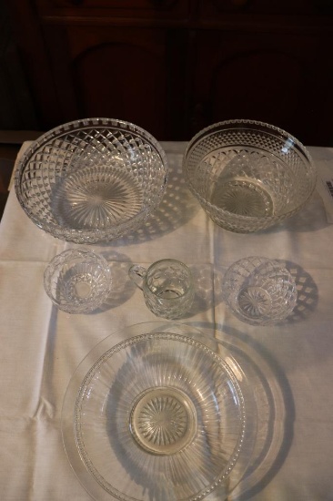 Large quantity of pressed clear glass