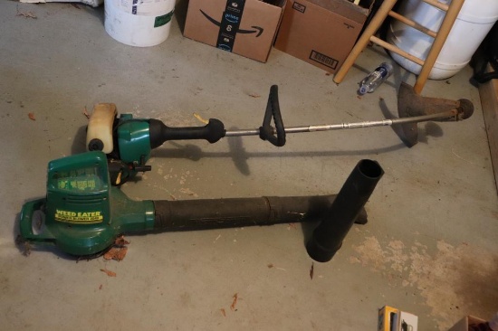Weedeater gas powered string trimmer and electric blower