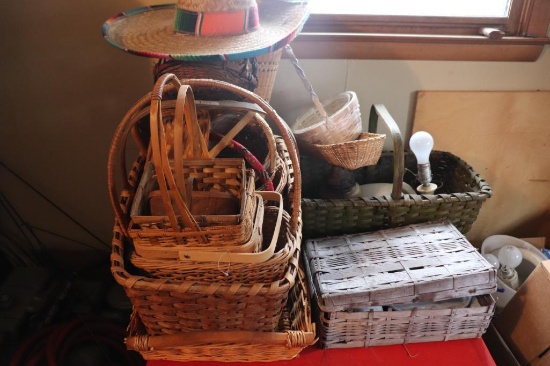 Large quantity of old baskets