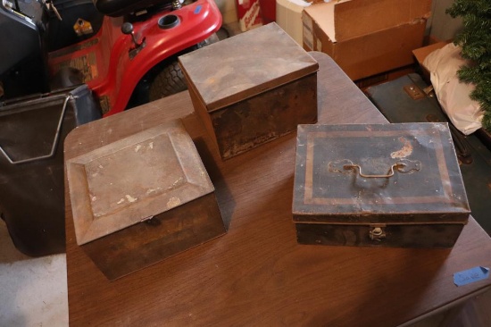 (3) Vintage metal boxes