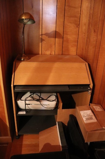 Computer Desk Including Monitor, Printer and Desk Chair