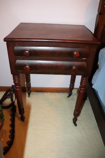 Antique Walnut 2-Drawer Sewing Table 16 in. X 21 in. x 30 in.