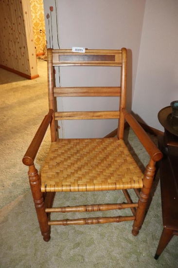 Antique Maple Chair With Rush Woven Seat