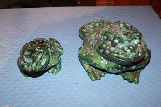 (2) Pottery Frogs