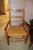 Antique Maple Chair With Rush Woven Seat