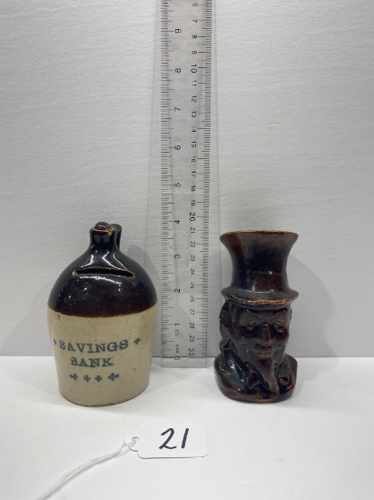 SAVINGS BANK MINI JUG & TOP HAT MAN MINI BANK