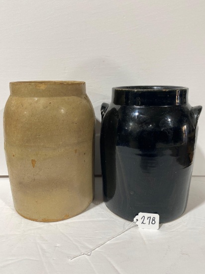 PAIR OF STONEWARE JARS
