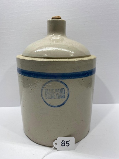 1 GAL BLUE BAND STONEWARE JUG