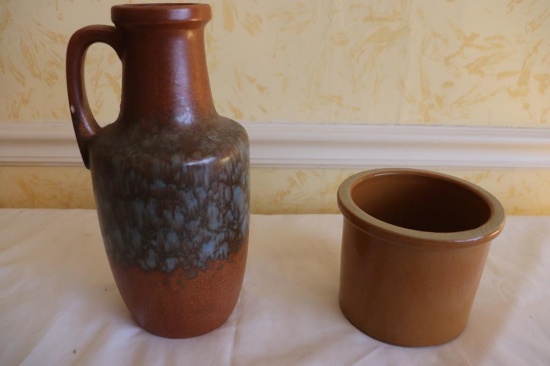 German Vase and Small Pottery Crock