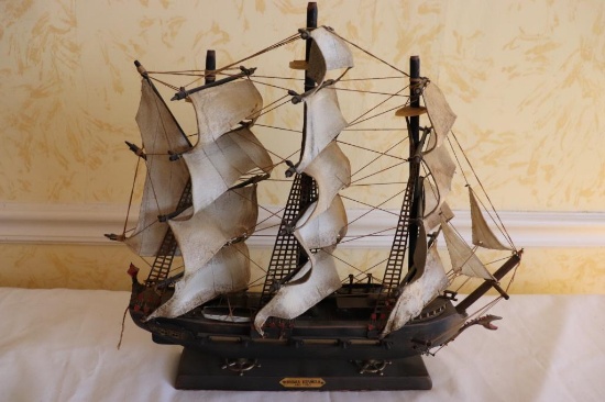 Wood Ship With Canvas Sails