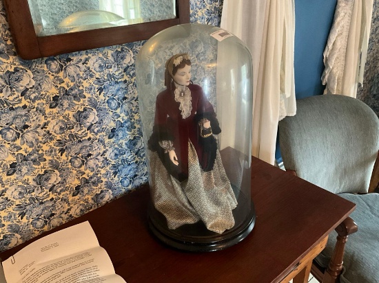 Vintage Doll in Glass Domed Showcase