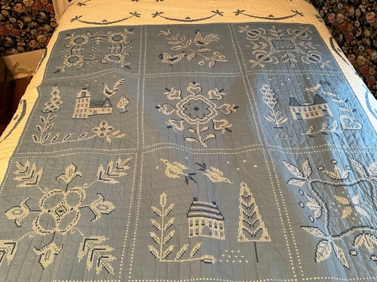 Vintage Quilt with Cross Stitching