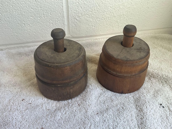 (2) wooden butter molds