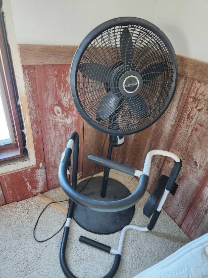 Fan on Stand & Exercise Equipment