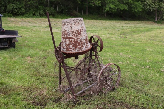 Antique Concrete Mixer on Steel Wheels