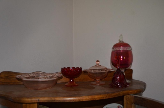 Pink Depression, Ruby Glass, & Depression Glass