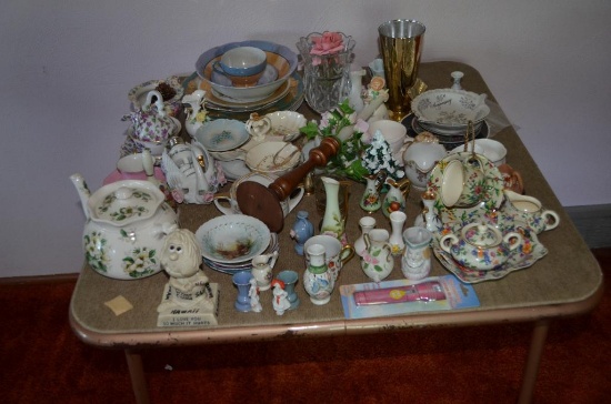 Large Quantity of Glassware & Card Table