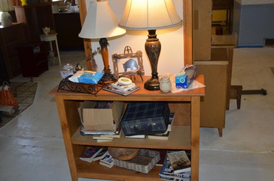 Rolling Pressed Wood Bookcase & Contents