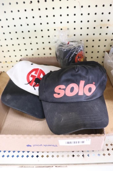FLAT OF HATS AND COFFEE MUGS