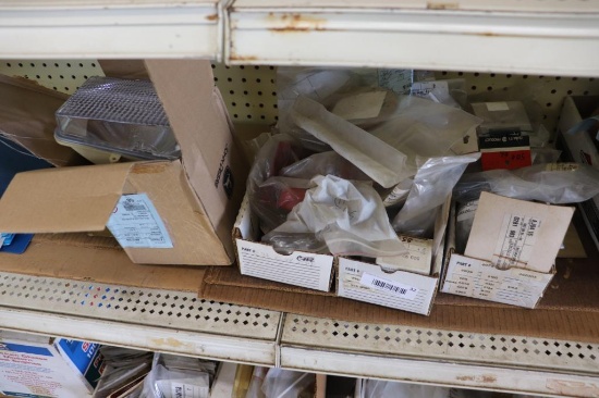 (3) FLATS OF LAWN MOWER PARTS INCLUDING SPRINGS, BRACKETS, BALLS, JOHN DEERE HEAD LIGHTS, ETC.