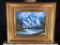 Mountain over lake oil Painting on canvas signed S. l. Blankenship 14 tall 15 wide
