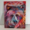 colorful bear oil on board signed MB 14 tall 11 wide