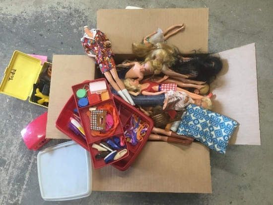 Entire box of vintage barbie dolls. All shoes, boots, clothes etc. included.