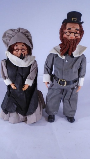 2 Dolls 12" Amish Plastic with Hat
