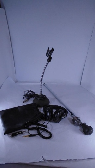 Shure Microphone Stand and Atlas Sound Stand and Sennheiser Headphones with Headphones Bag