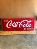 Rectangular Vintage Metal Coke Sign. Approx 3.5ft long. Some destress marks.