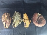 Lot of 4 Vintage Baseball gloves Misc Billy Martin etc