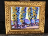 4 tall trees, signed S.I. Biankenship, looks like oil on canvas