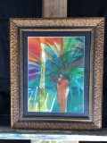 palm tree, watercolor, signed C. M. Pherson