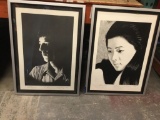 Artist proofs. Lily Lang. no glass on girl picture frame. Black and white. Pointalism effect.