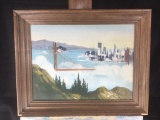 painting oil on canvas San Fransico Golden Gate Signed L. Herison