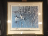 Ducks. Lithograph Challenge Richert 1984 Signed and numbered 55/450 Pintails & Common Yellowthroat